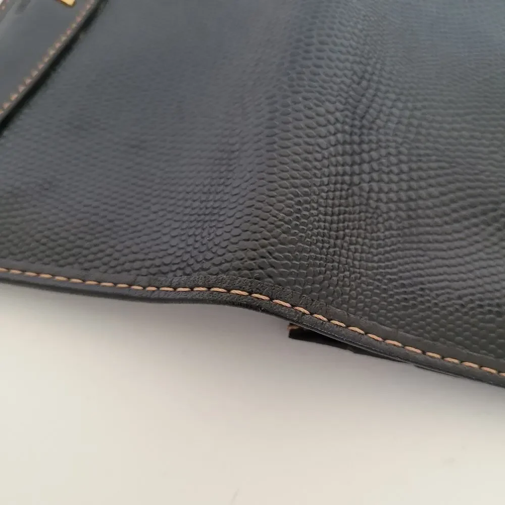 Giorgio Valenti Card Slim Bill Holder Wallet Navy Bifold Leather Snake Vintage